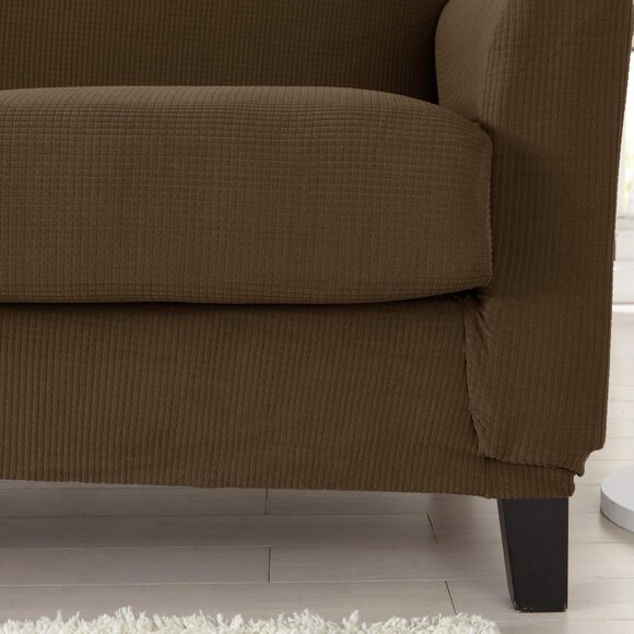Great Bay Home 2 Piece Stretch LOVESEAT Slipcover Fits Up to 68" Wide Brown NEW - Picture 4 of 4
